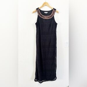 Sandra Darren Black and White Sheath Maxi Cocktail Dress